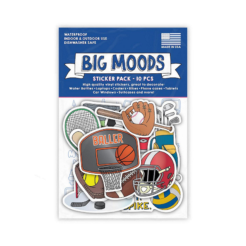 Big Moods Sports Sticker Pack 10pc Oriental Trading