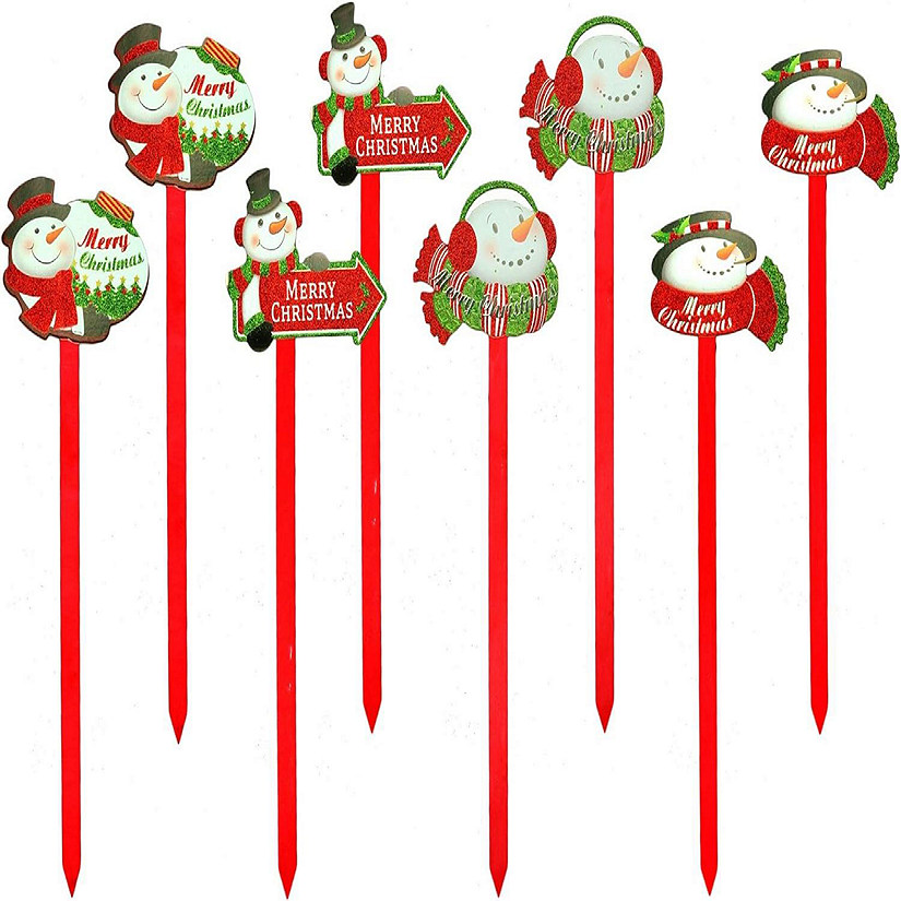 Big Mo's Toys Yard Stakes - Holiday Outdoor Snowman Decorations Lawn Signs For Christmas - 8 Pieces Image