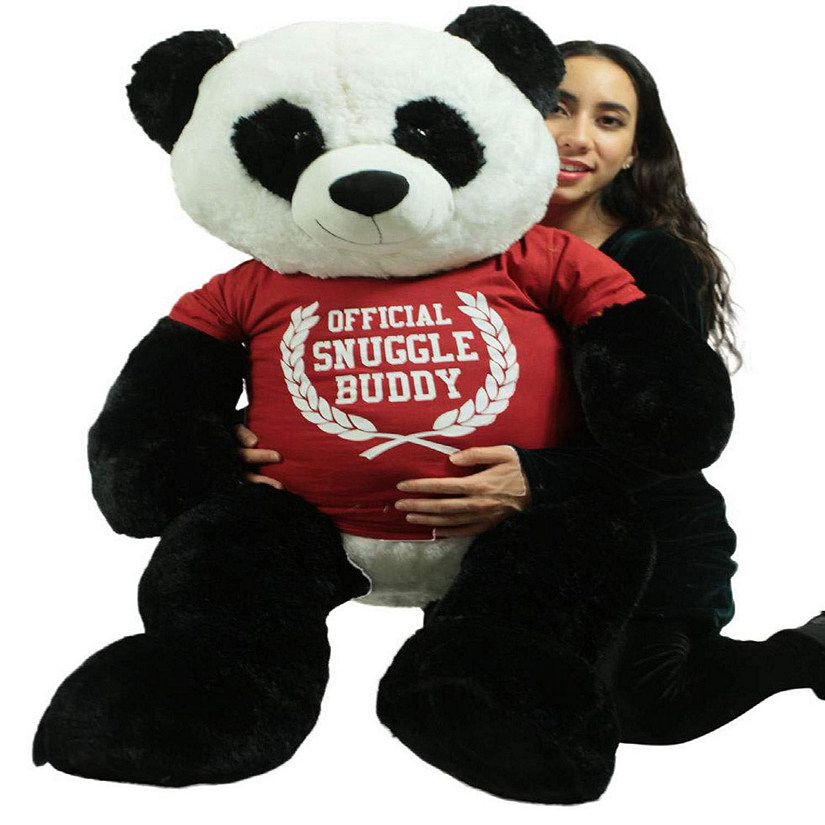 Big Plush Giant Stuffed Panda 4 Ft Teddy Bear, Wears Official Snuggle Buddy tshirt Image