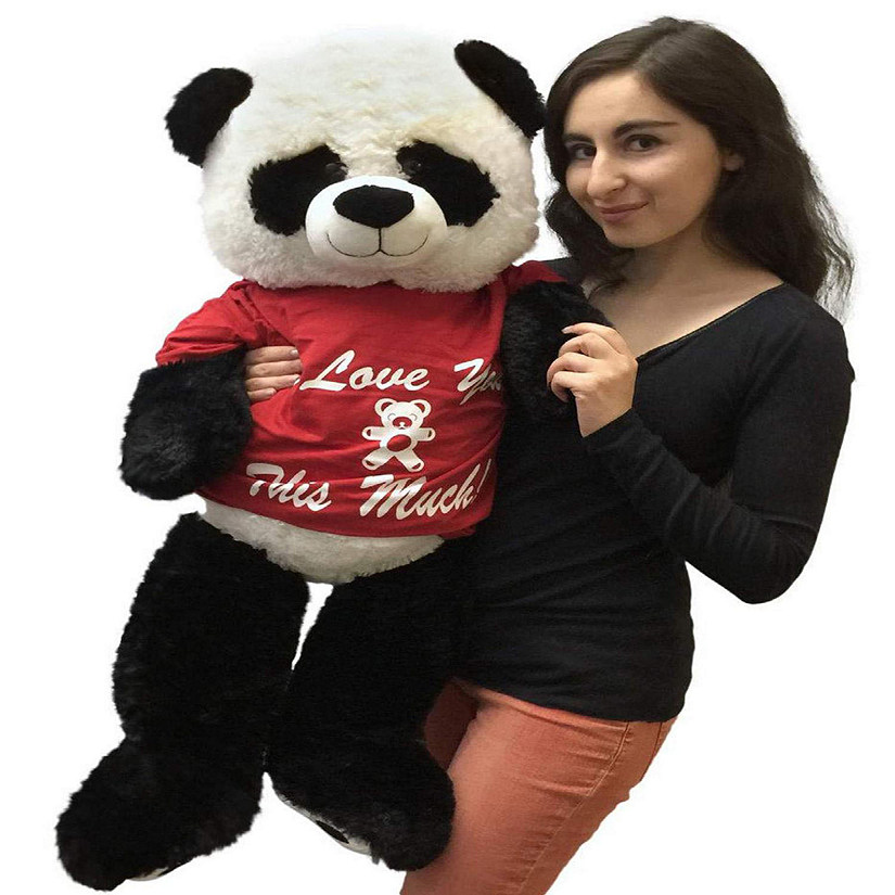 Big Teddy 3 Ft Giant Stuffed Panda I Love You This Much Tshirt Image
