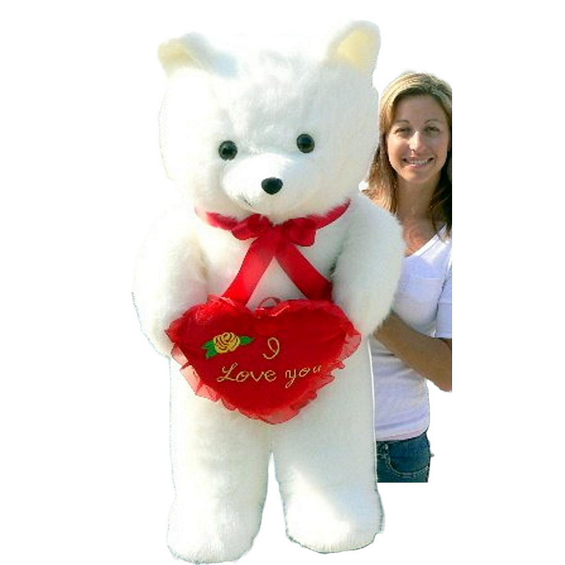 Big Teddy Giant 42 Inches White Teddy Bear I Love You Heart Pillow Image