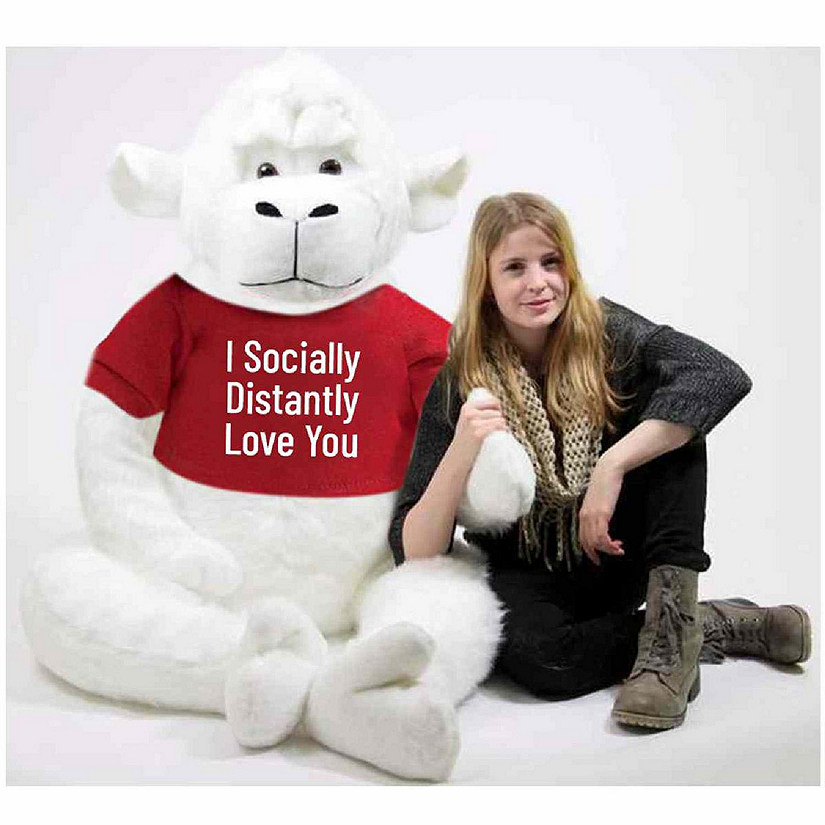 Big Teddy Giant Stuffed White Gorilla Monkey 40 Inches Social Distancing Tshirt Image
