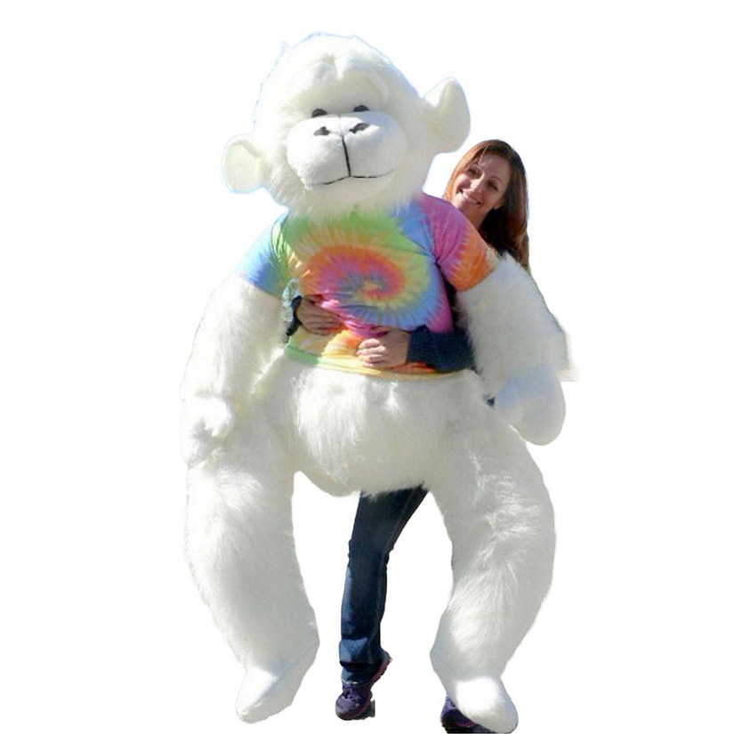 Big Teddy Giant Stuffed White Gorilla Monkey 6 Ft Rainbow Tie Dye T-Shirt Image