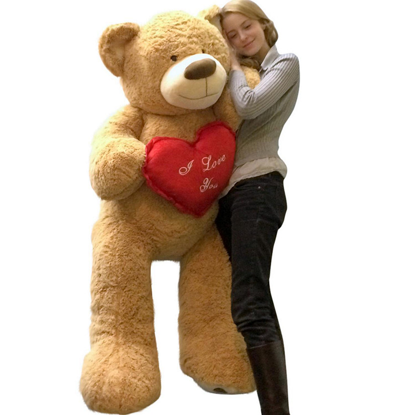 Big Teddy I Love You Heart Giant Teddy Bear 5 Foot Tan Image