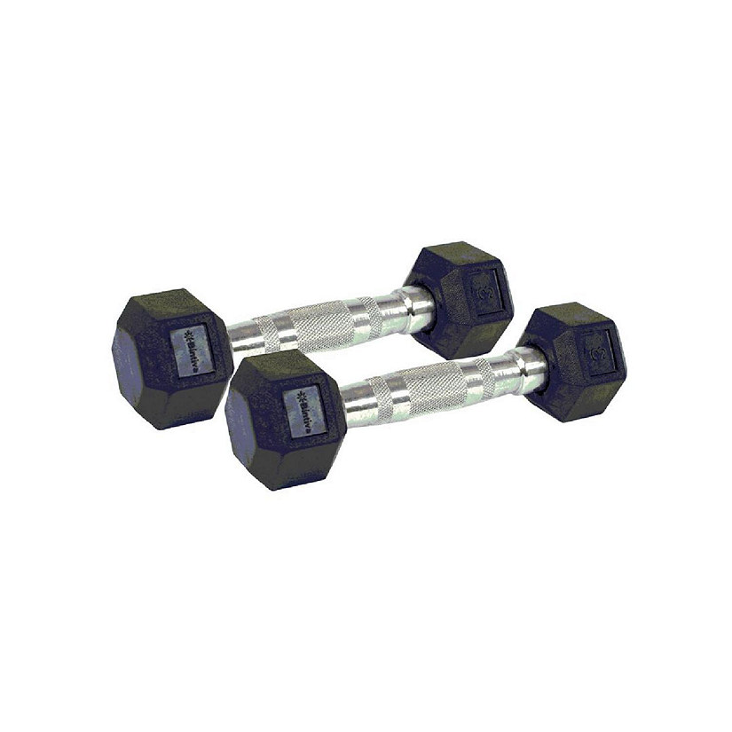 Bintiva Rubber Coated Hexagon Dumbbells Pairs 3 Lb Image