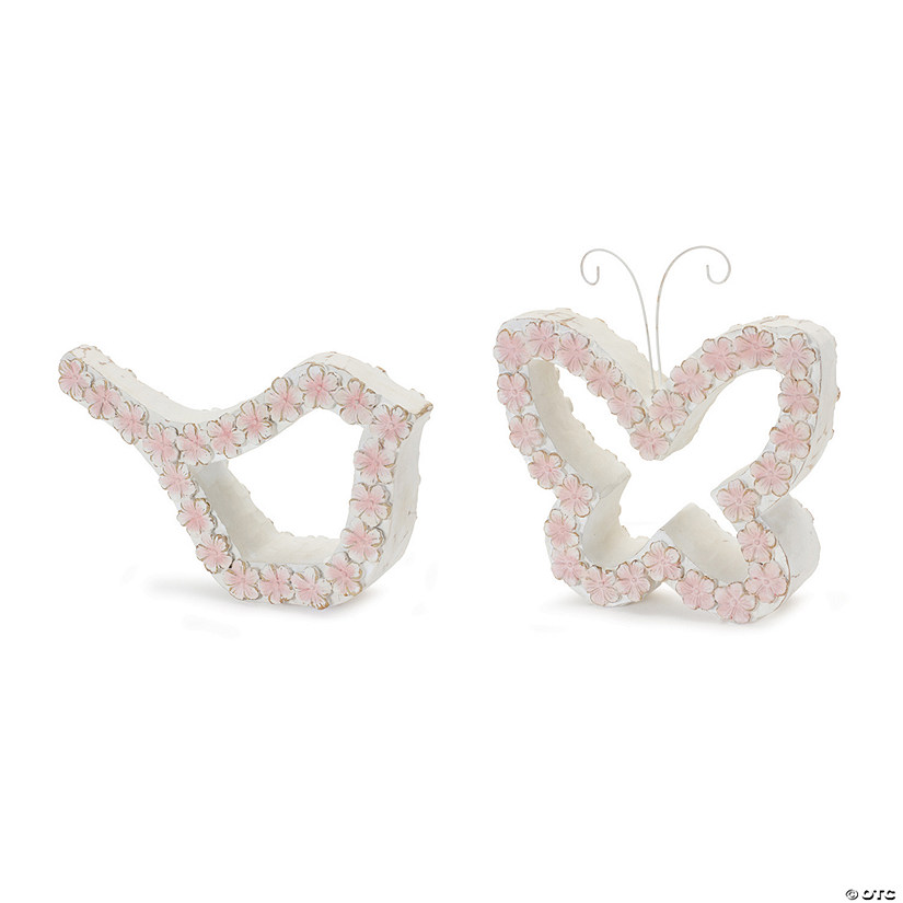 Bird And Butterfly Outline (Set Of 2) 5"H, 7.5"H Resin Image