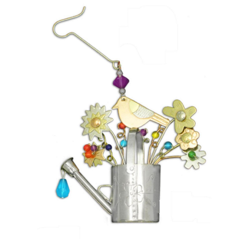 Bird Watering Can Metal Christmas Tree Ornament 4.5 Inch Fair Trade Multicolor Image