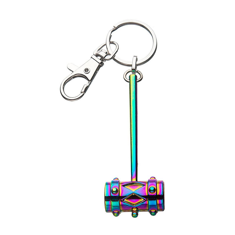Birds of Prey Harley Quinn 3D Mallet with Rainbow Finish Metal Key Chain Image