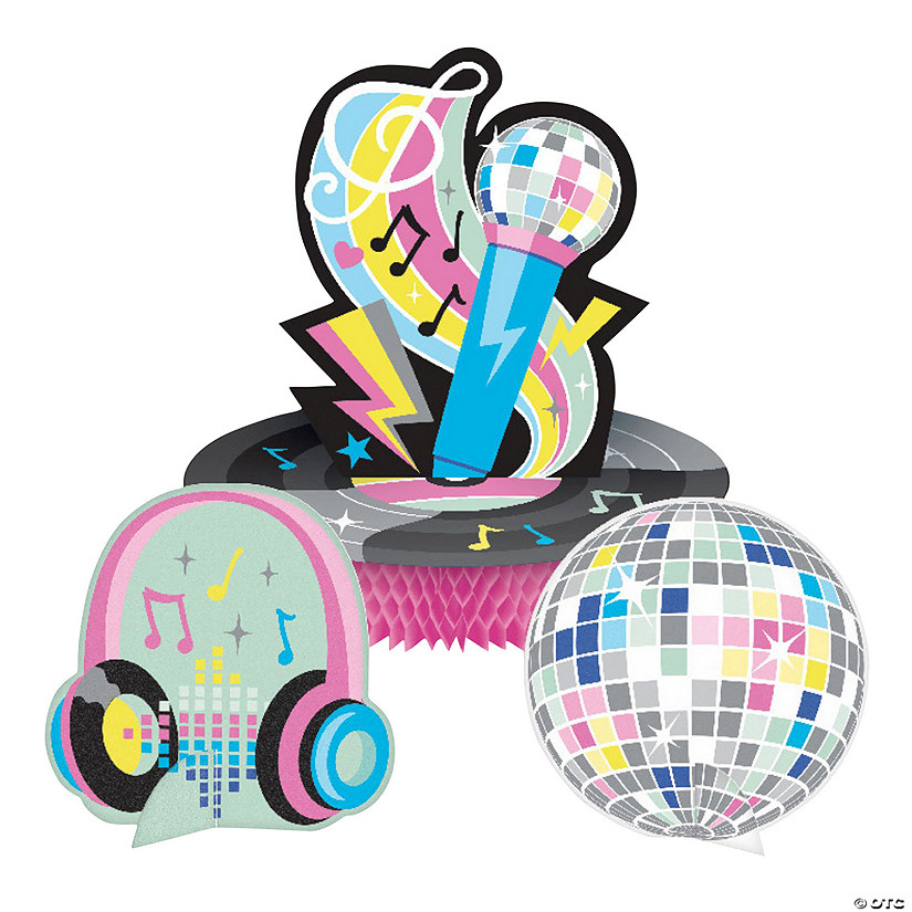 Birthday Beats Disco Party Honeycomb Centerpieces - 3 Pc. Image
