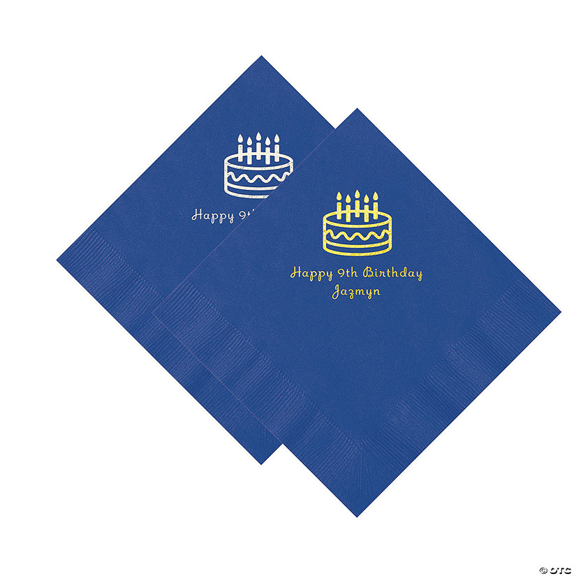Birthday Cake Personalized Napkins - 50 Pc. Beverage or Luncheon - 50 Pc. Image