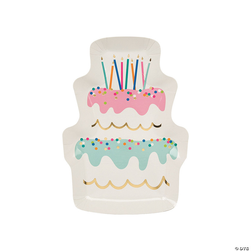Birthday Cake-Shaped Paper Dessert Plates - 8 Ct. Image