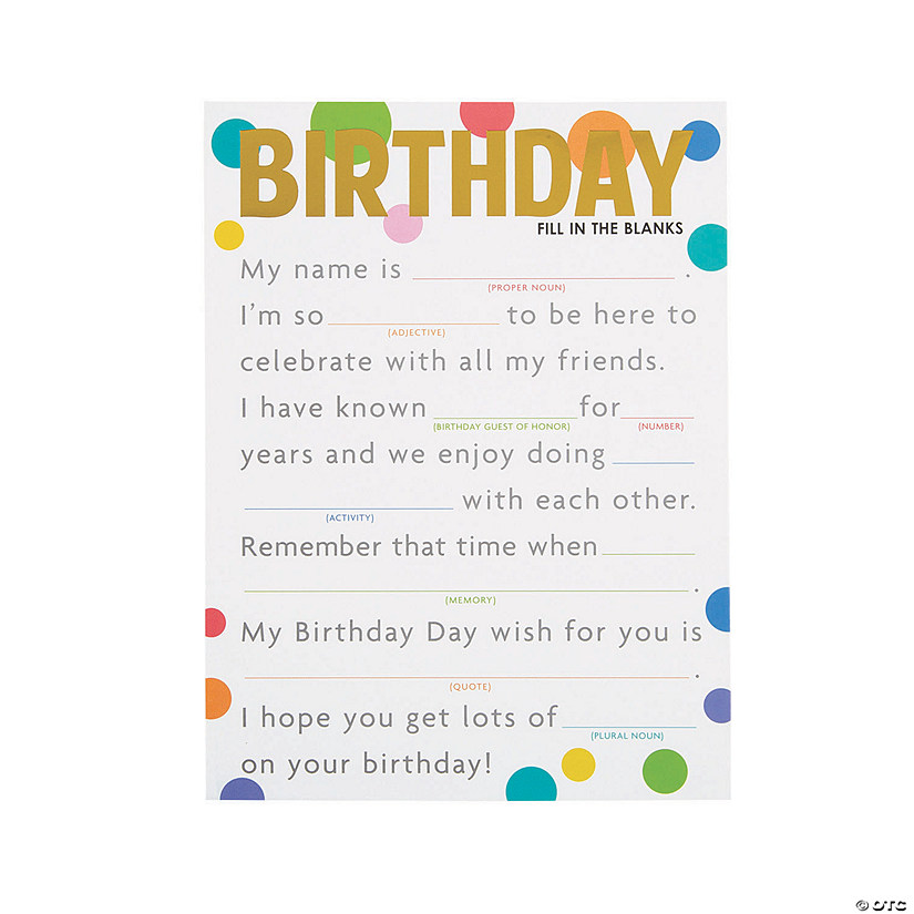 Birthday Fill-in-the-Blank Game Cards Image