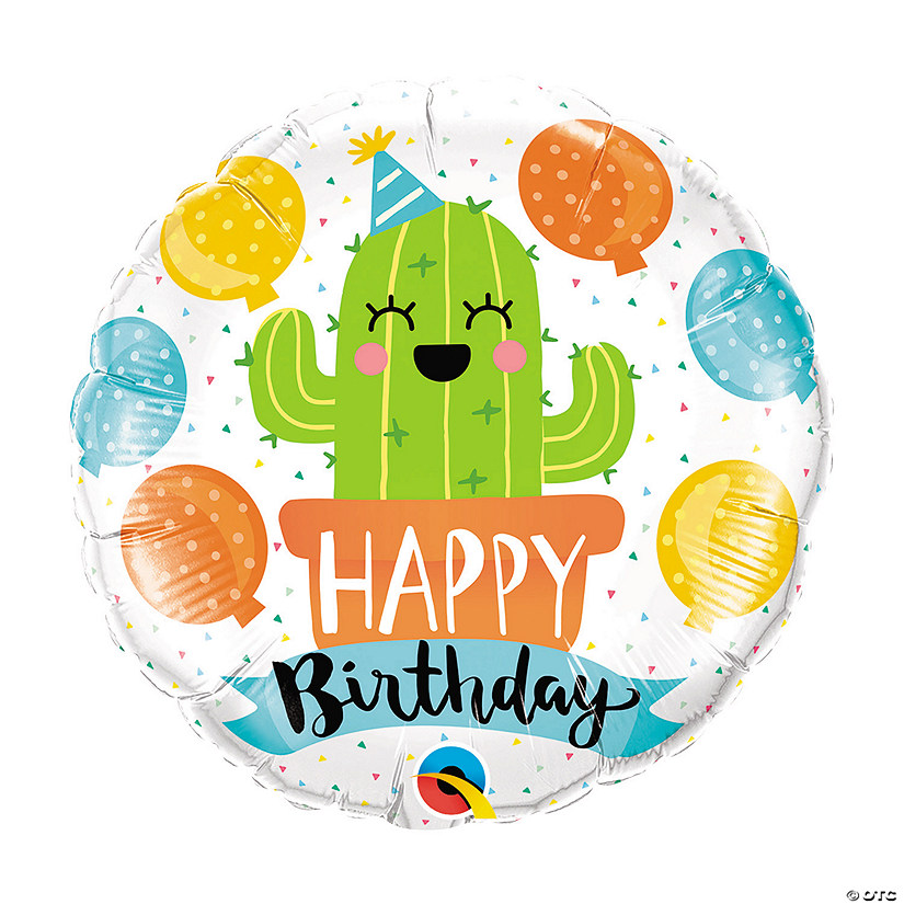 Birthday Party Cactus 18" Mylar Balloon Image