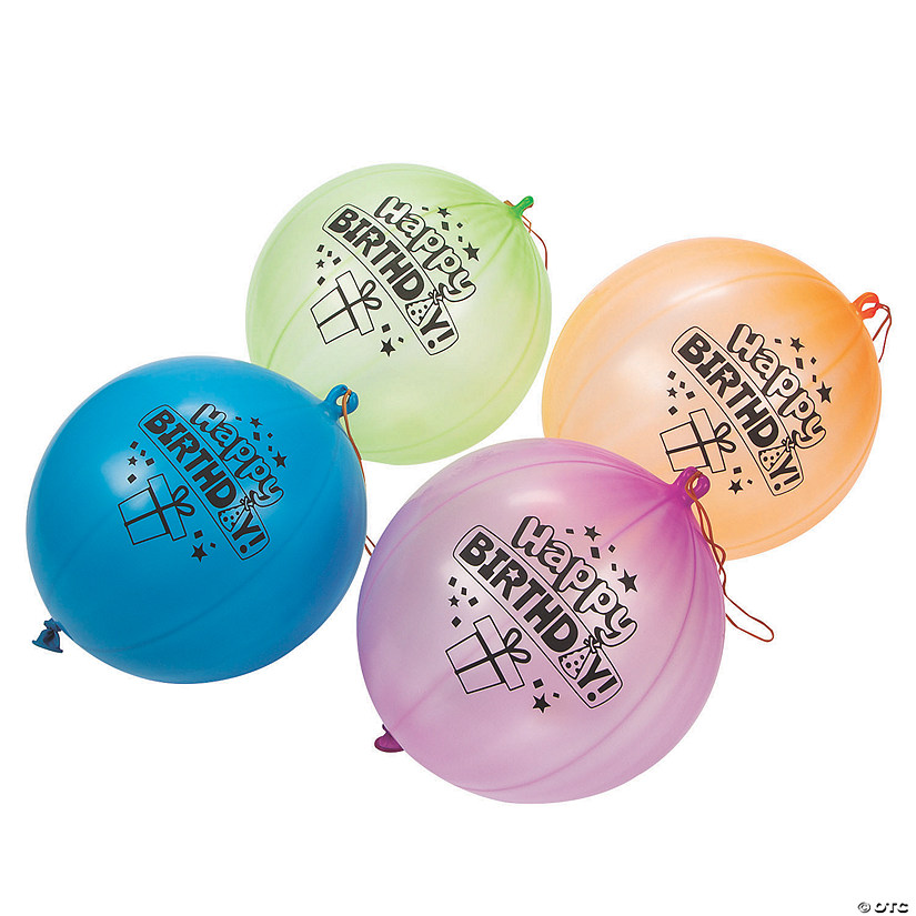 Birthday Punch Ball Balloons - 12 Pc. Image