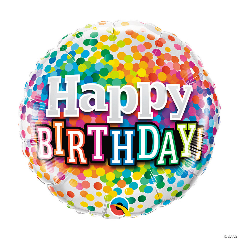 Birthday Rainbow Confetti 18" Mylar Balloon Image