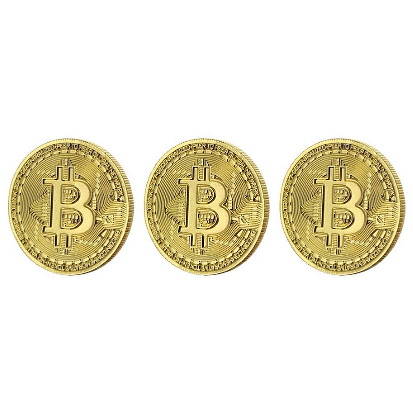 Bitcoin Gold Plated 3 Piece Replica Set &#8211; Collector&#8217;s Premium Quality Prop Money Image