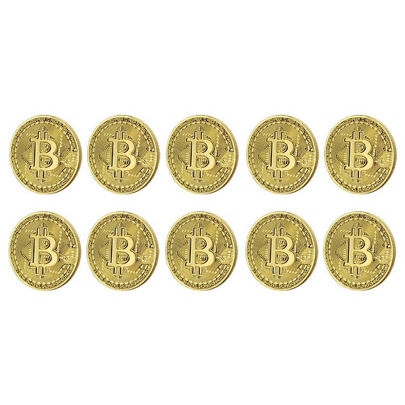 Bitcoin Gold Plated Commemorative Collector's Coin Lot of 10 Image