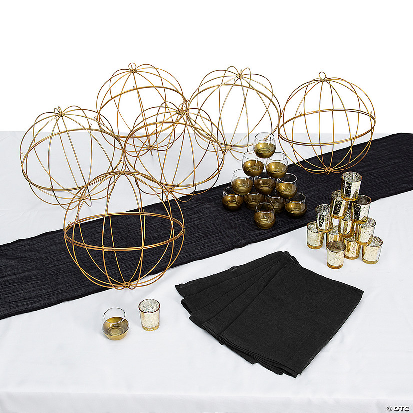 Black & Gold Accent Centerpiece Kit for 6 Tables Image