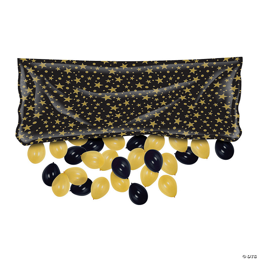 Black & Gold Balloon Drop Bag with Latex Balloons Image