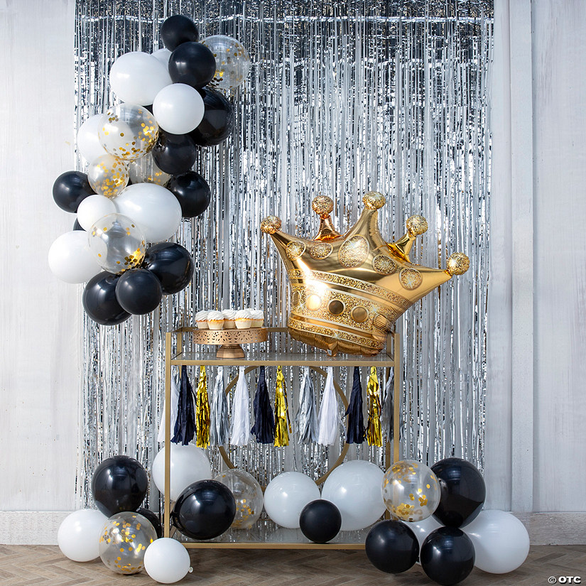 Theme My Party Birthday Decorations Kit Black and Silver Birthday