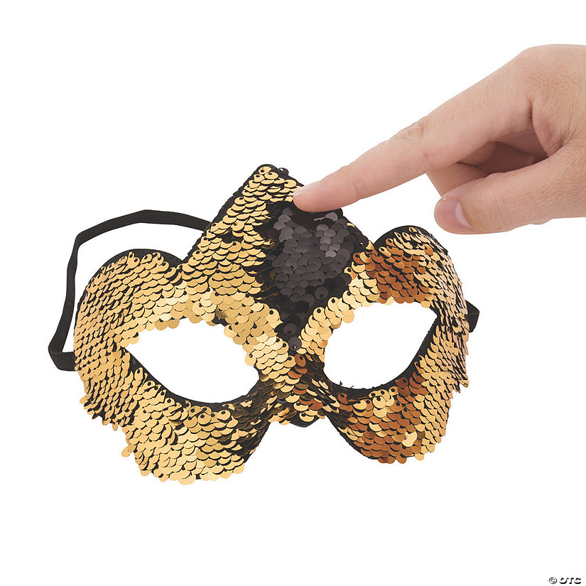 Black & Gold Flipping Sequins Masks - 12 Pc. Image