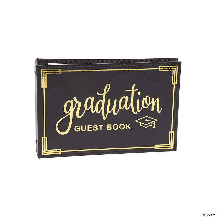 Black & Gold Graduation Guest Book Image