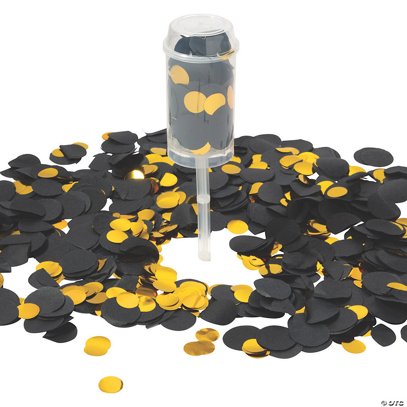 Black & Gold Push-Up Confetti Poppers - 8 Pc. Image