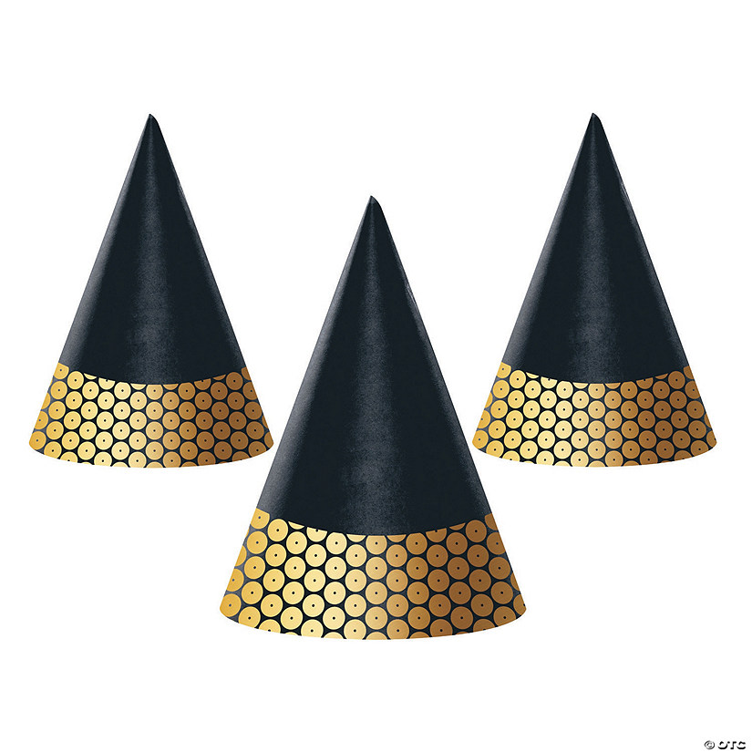 Black & Gold Sequin Party Hats Image