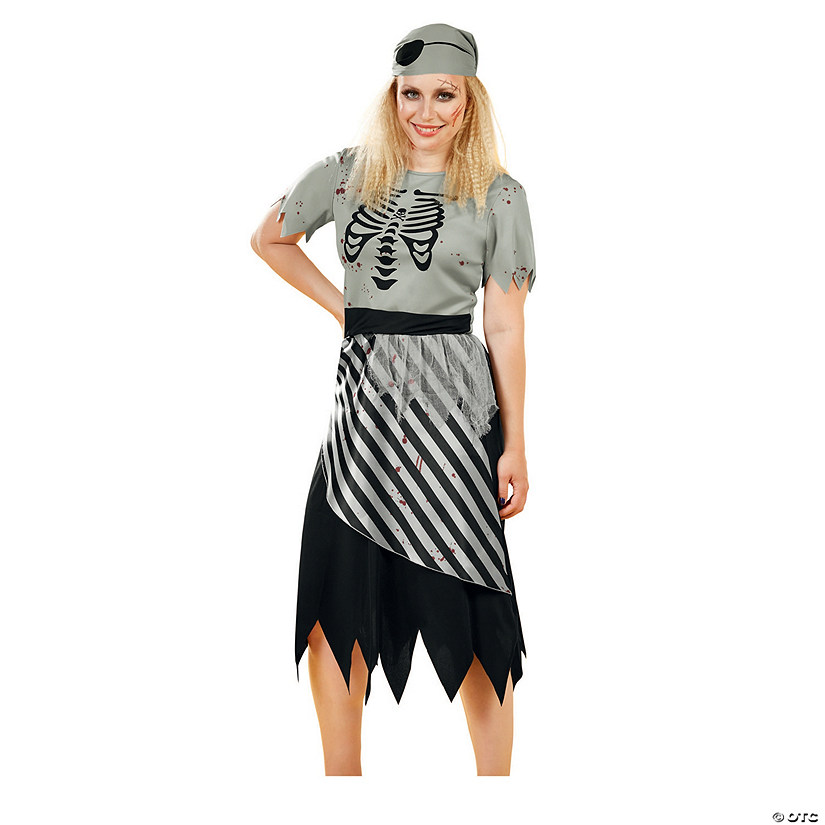 Black and Gray Pirate Women Adult Halloween Costume - Small Image