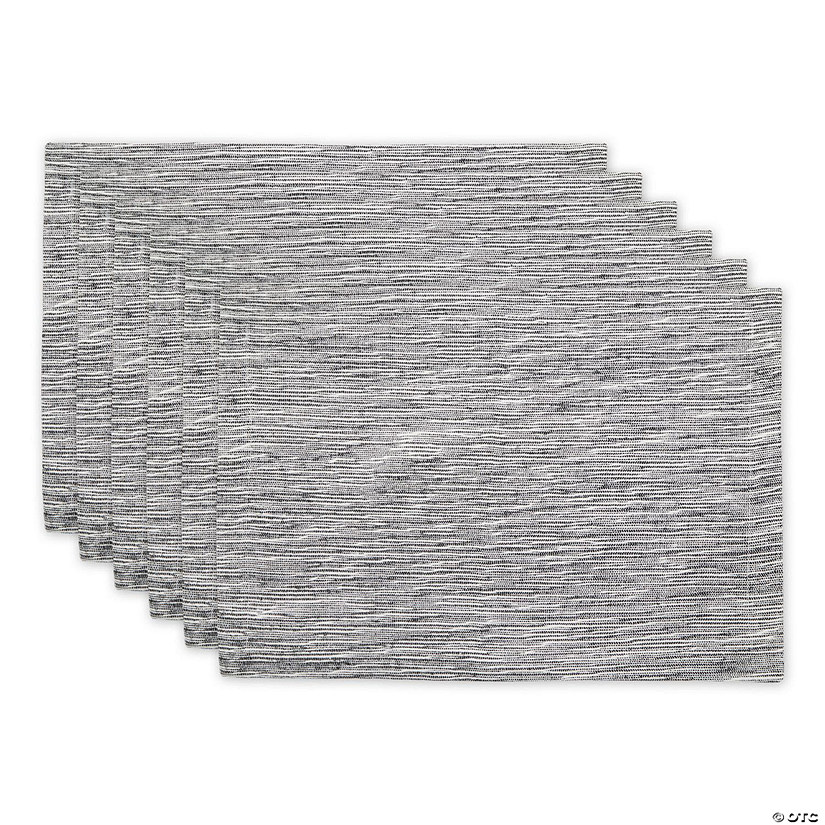 Black And Off-White Tonal Recycled Cotton Slubby Rib Placemat (Set Of 6) Image