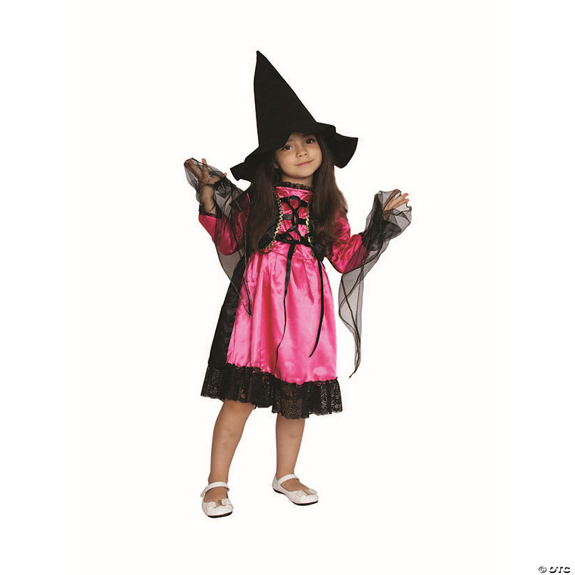 Black and Pink Witch Girl Child Halloween Costume - Medium Image