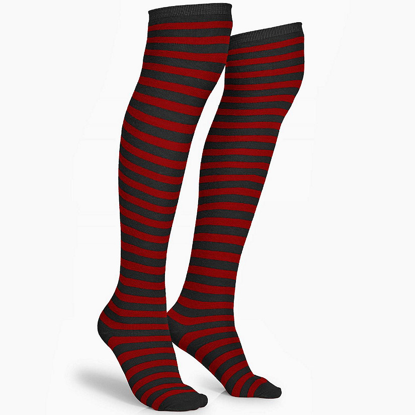 Black and Red Socks - Over The Knee Striped Thigh High Costume ...