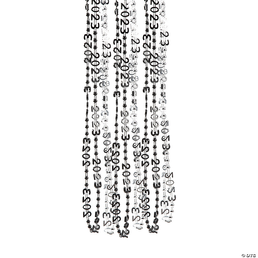 Black & Silver 2023 Beaded Necklaces - 24 Pc. Image