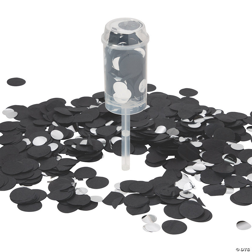 Black & Silver Push-Up Confetti Poppers - 8 Pc. Image