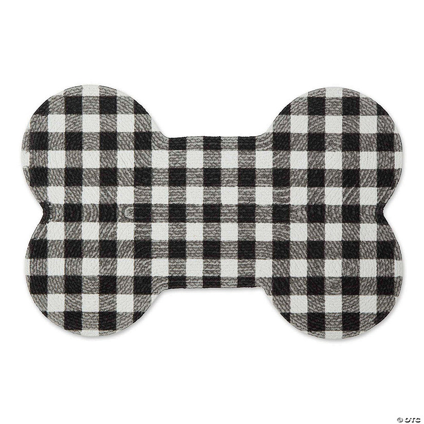 Black And White Buffalo Check Bone Shaped Pet Mat 16X24 Image