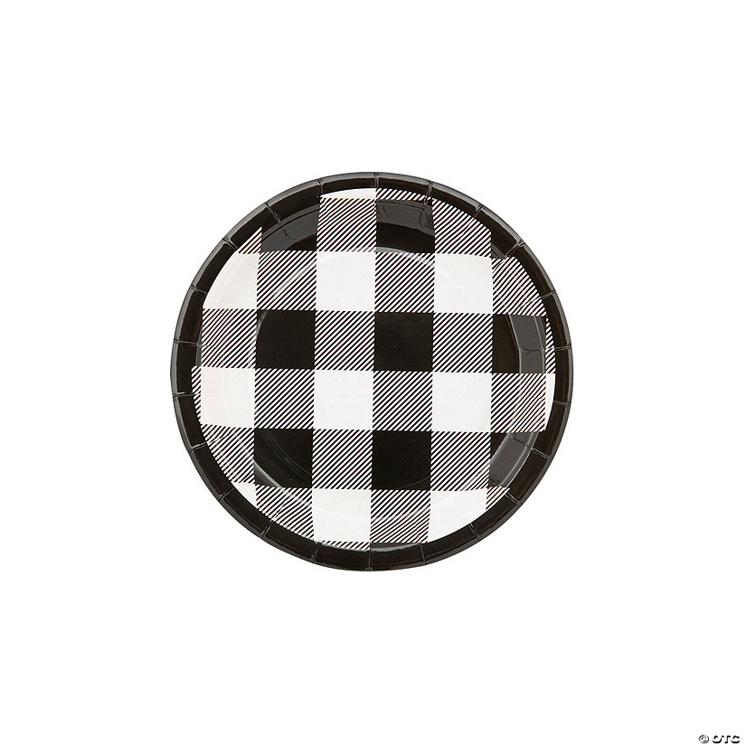 Black & White Buffalo Check Paper Dessert Plates - 8 Ct. Image