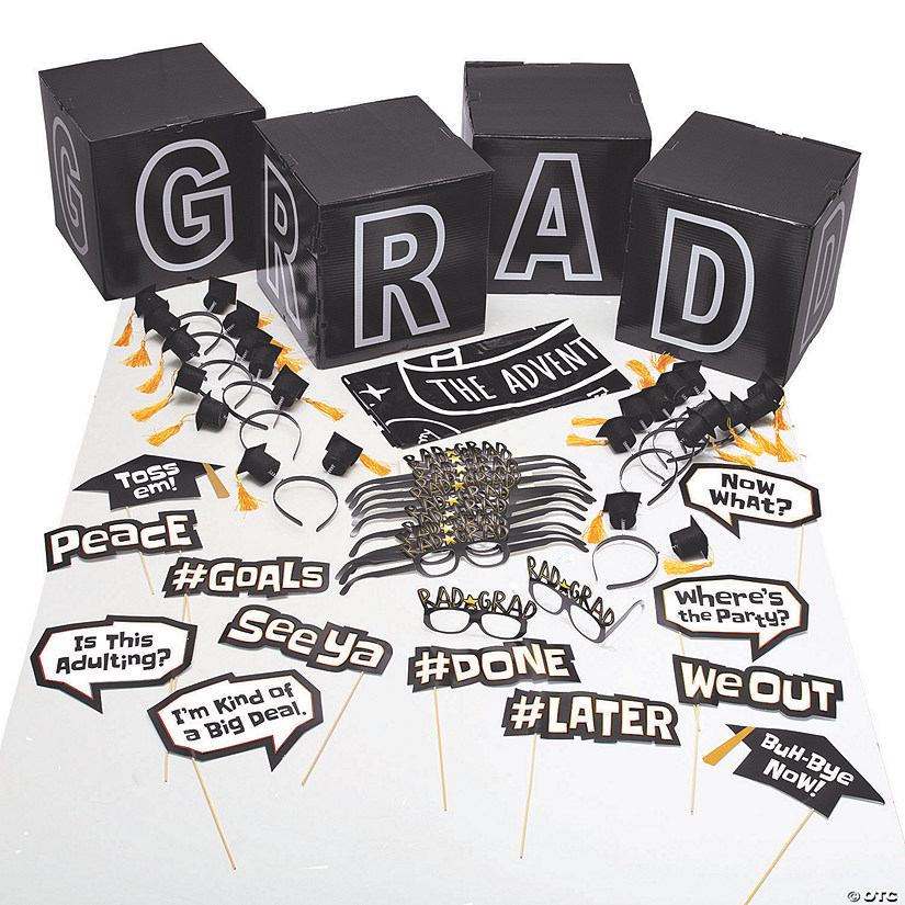 Black & White Graduation Accessories & Decorations Kit - 53 Pc. Image