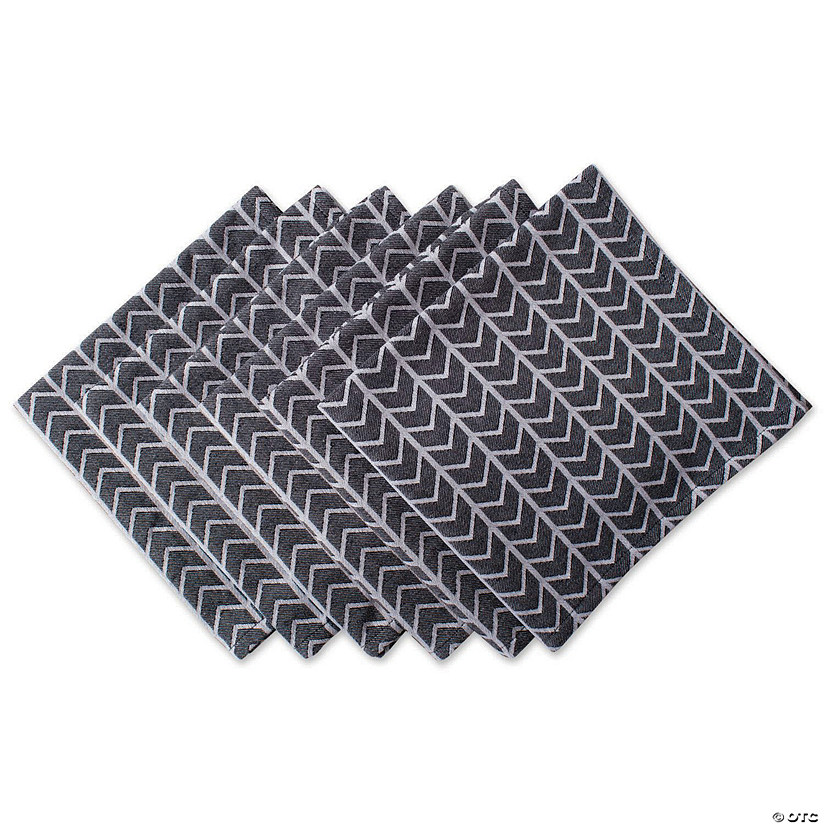 Black & White Herringbone Napkin (Set Of 6) Image