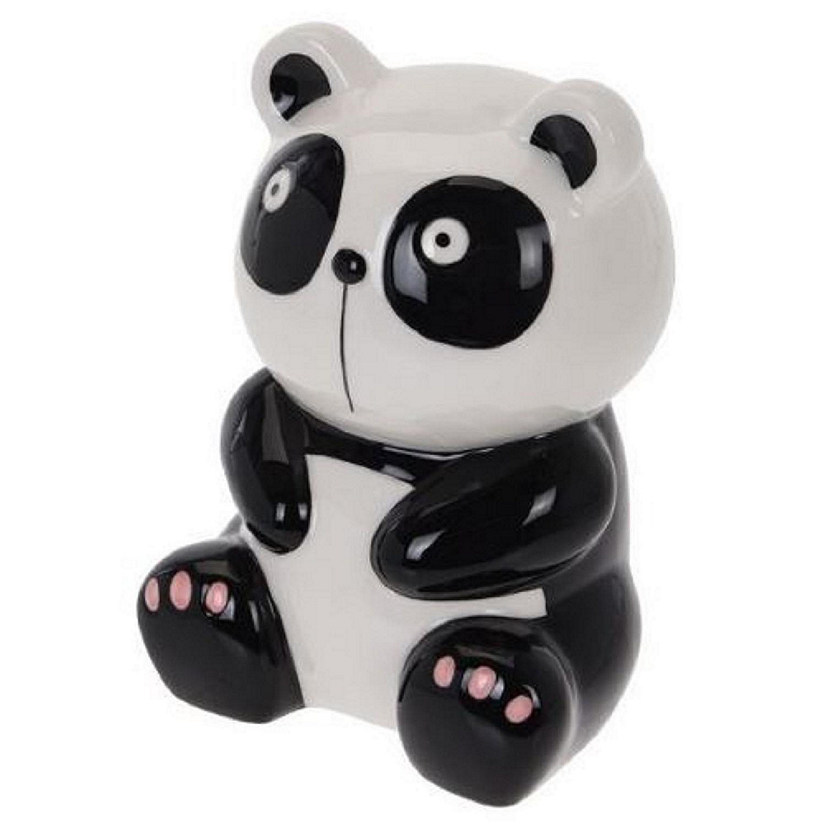 Black and White Panda Bear Children's Ceramic Coin Bank 6.75 Inch Image