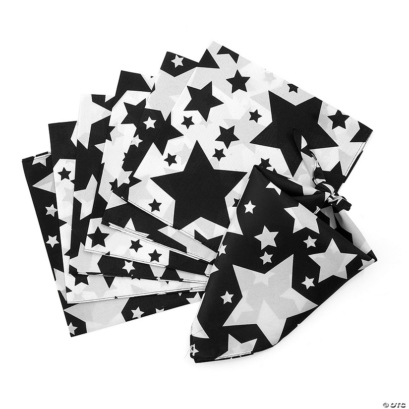 Black & White Star Bandanas - 12 Pc. Image