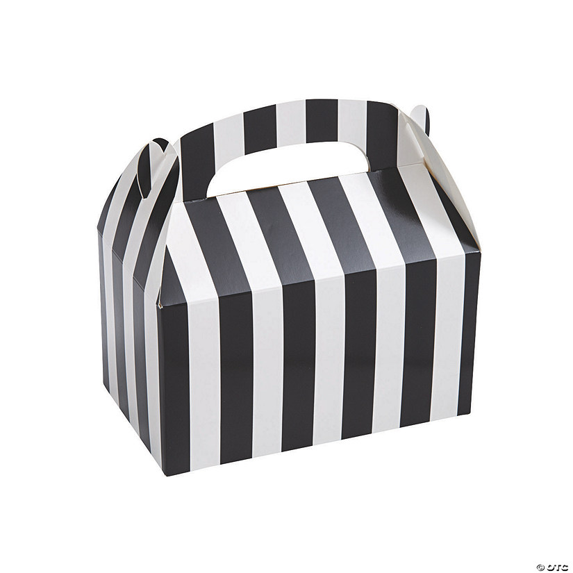 Black & White Striped Favor Boxes - 12 Pc. Image