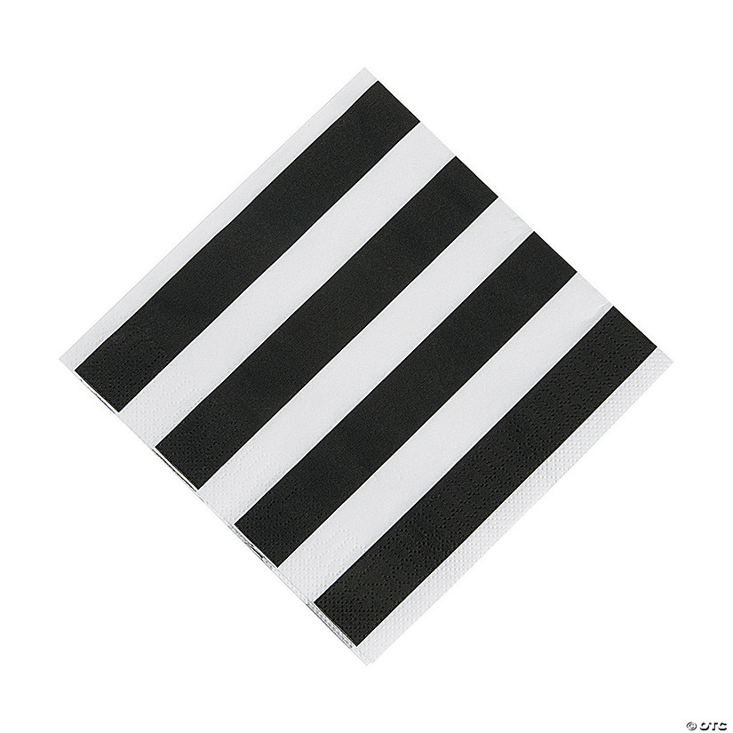 Black & White Striped Luncheon Napkins 50 Pc. Image