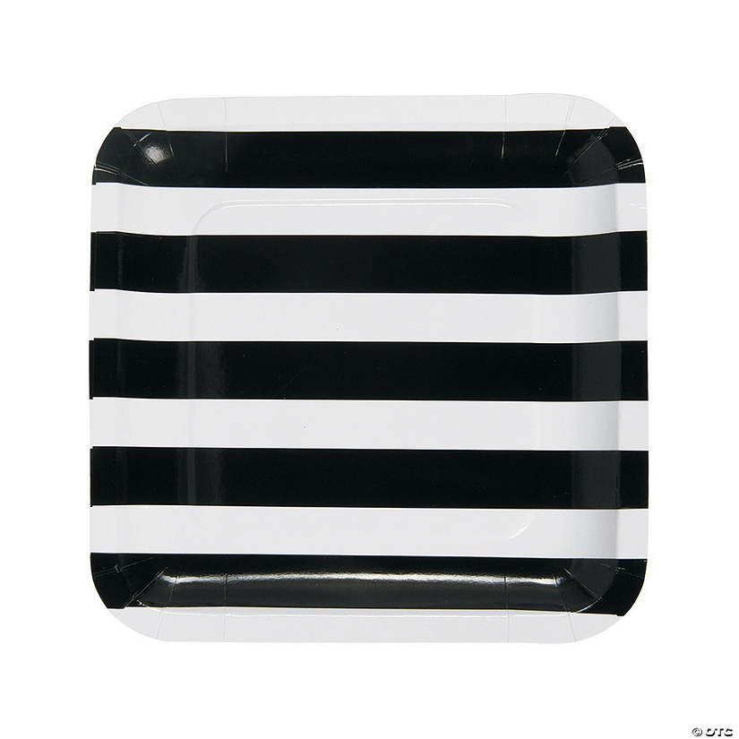 Black & White Striped Paper Dinner Plates 25 Ct. Oriental Trading