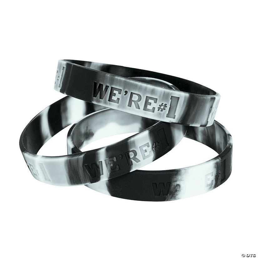 Black & White We&#8217;re #1 Rubber Bracelets - 12 Pc. Image