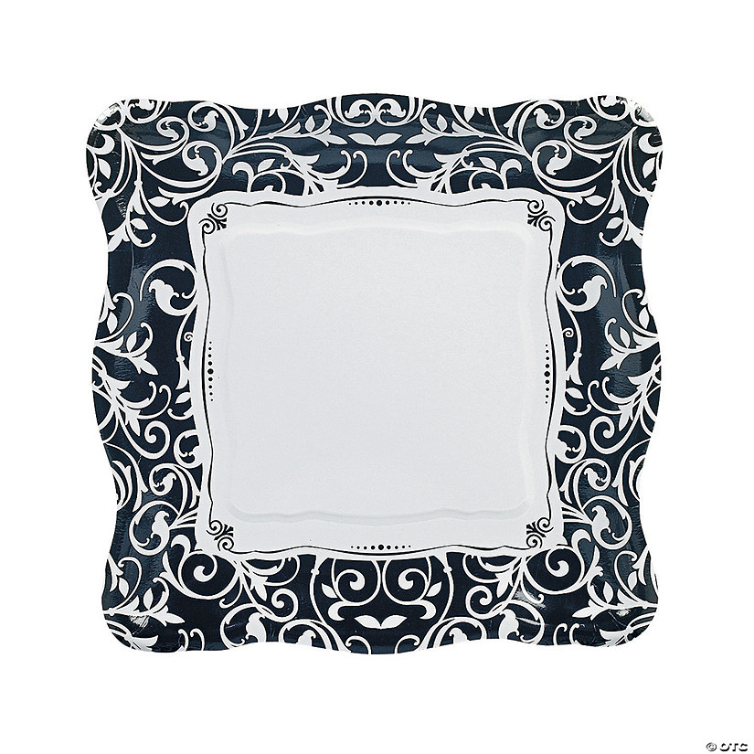 Black & White Wedding Party Paper Dinner Plates - 8 Ct. Image