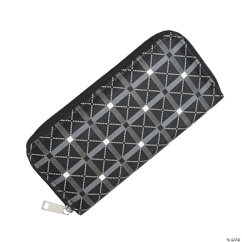 Black &amp; White Zippered Wallets - 6 Pc. Image