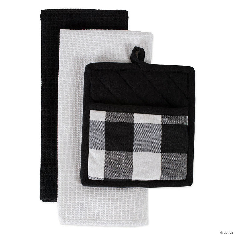 Black Buffalo Check Potholder &amp; Dishtowel Kitchen Set Image