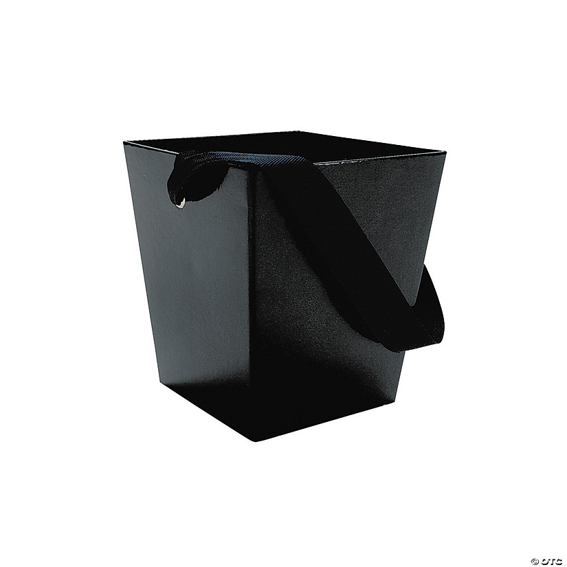 Black Candy Buckets with Ribbon Handle - 6 Pc. Image