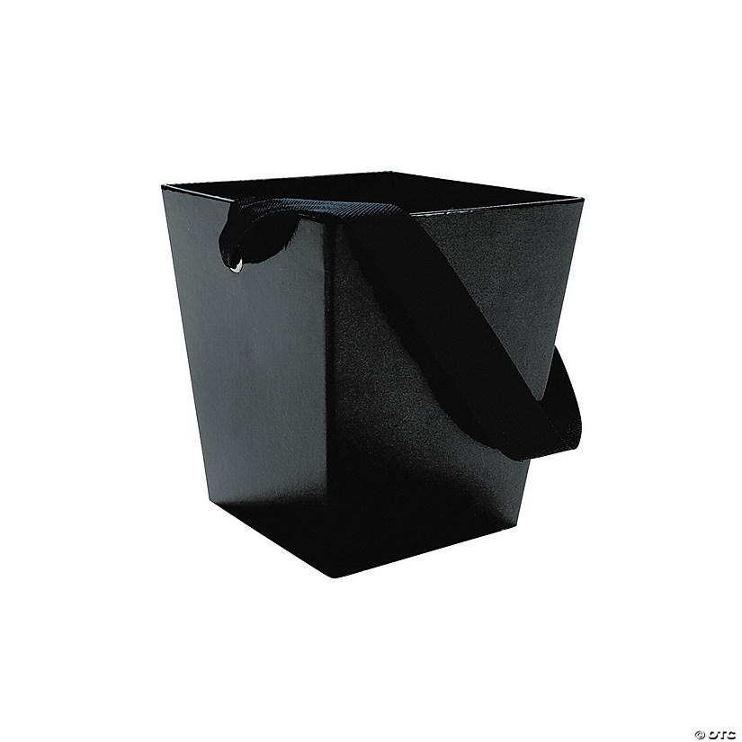 Black Candy Buckets with Ribbon Handle 6 Pc. Oriental Trading