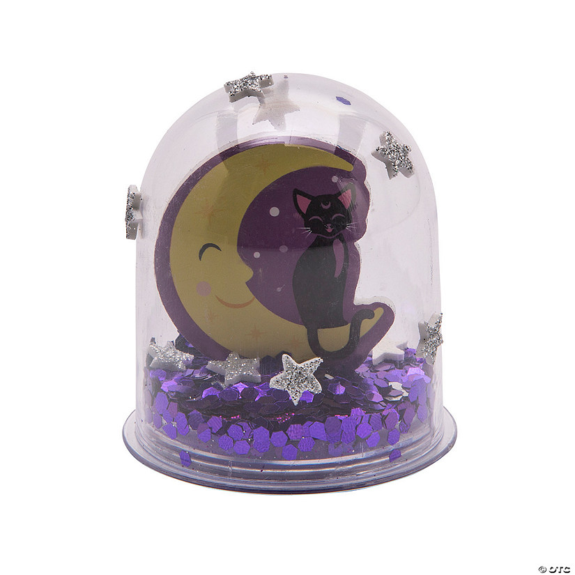 Black Cat & Crescent Moon Halloween Snow Globe Craft Kit - Makes 12 Image